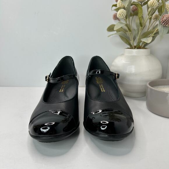 SAS Isabel Mary Jane Heels Black Leather Buckle Shoes 25126472 Women's 8.5W NWOB - Picture 2 of 10